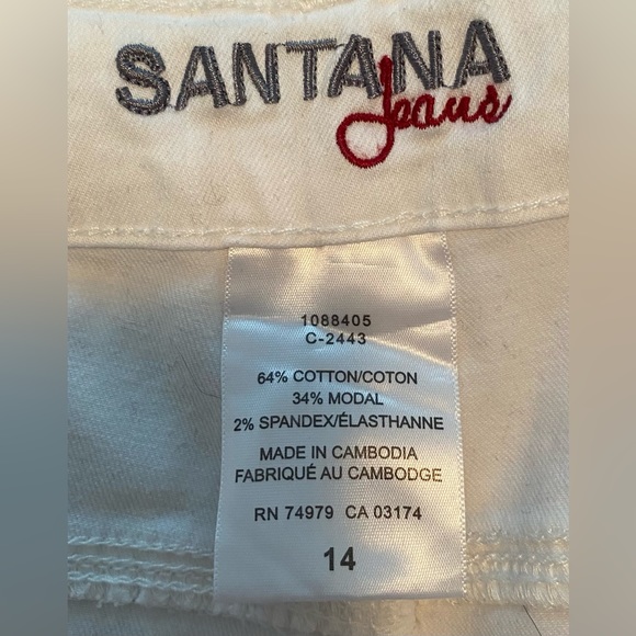 Santana Jeans Cropped White Jeans Size 14 - Picture 4 of 4